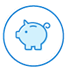 icon of a piggy bank representing savings and finances.