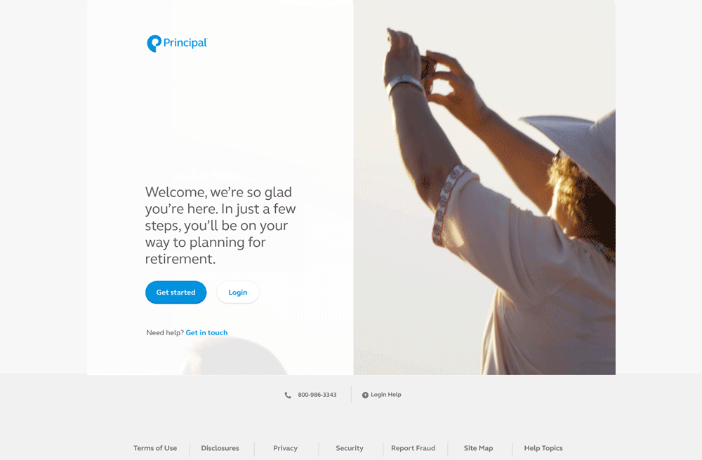 screenshot of Principal welcome demo homepage