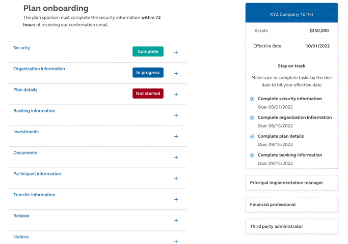 Animation providing more information of Principal Custody Solutions account showing individual benefit payment records.
