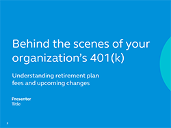 Plans sponsor event presentation: thumbnail image of fee levelization presentation